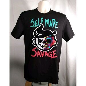 rebel minds Self Made Savage‎ Street Wear Black Embroidered Tshirt Size M